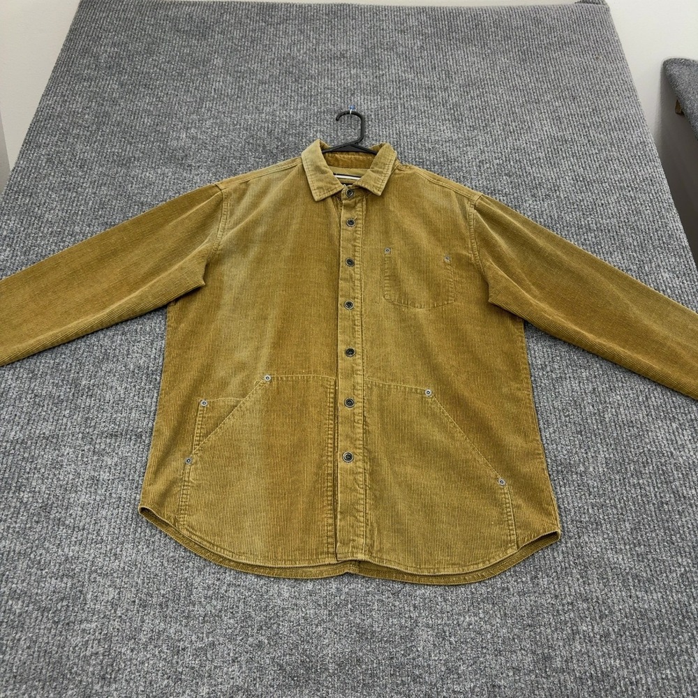 RVCA Shirt Jacket Mens M Gold Cotton Corduroy Quilted Lined Shacket Workwear